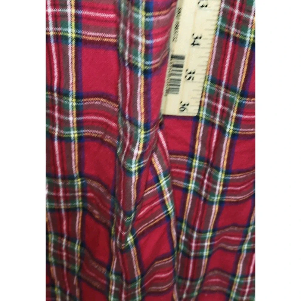 LL‎ Bean Night Gown Women's L Red Green Scotch Plaid Flannel Cotton Christmas
